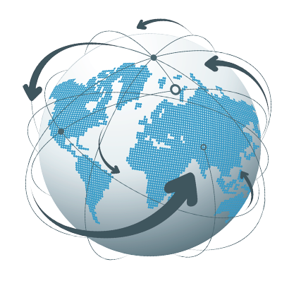 Image of World with arrows around to support web hosting service