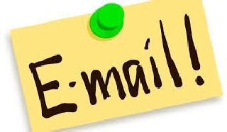 Image of yellow note pinned to background to support email service